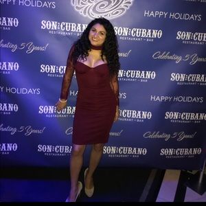 Fashion Nova Burgundy Midi Dress. Size M.